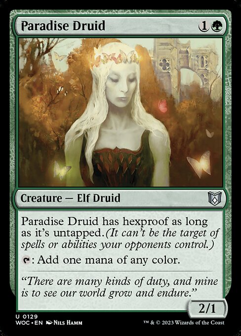 Paradise Druid - Wilds of Eldraine Commander (#129) - Illustrated by Nils Hamm - Magic: The Gathering Card