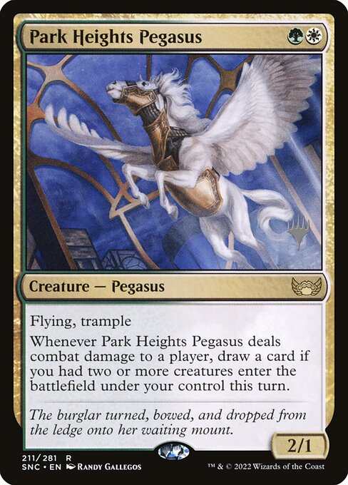 Пегас Парковых Высот (Park Heights Pegasus) - Streets of New Capenna (#211) - Illustrated by Randy Gallegos - Magic: The Gathering Card