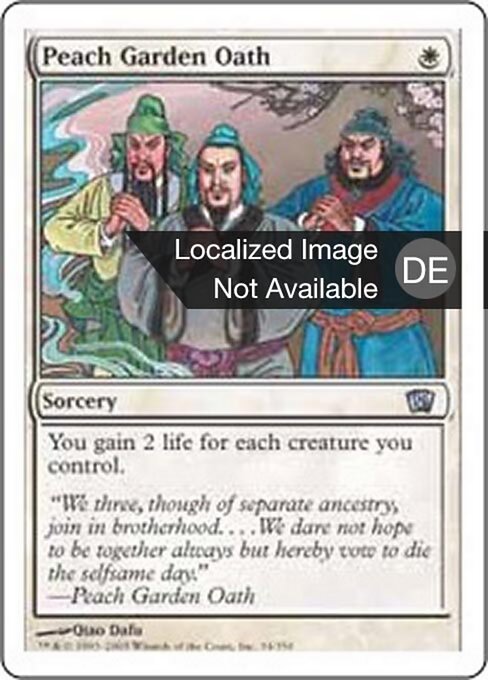 Giuramento del Pesco (Peach Garden Oath) - Eighth Edition (#34) - Illustrated by Qiao Dafu - Magic: The Gathering Card