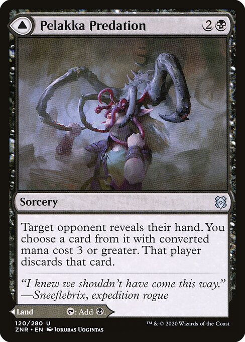 Pelakka Predation // Pelakka Caverns - Zendikar Rising (#120) - Illustrated by Jokubas Uogintas - Magic: The Gathering Card