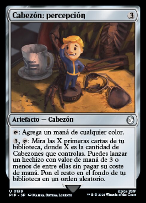 Statuetta Percezione (Perception Bobblehead) - Fallout (#139) - Illustrated by Marina Ortega Lorente - Magic: The Gathering Card