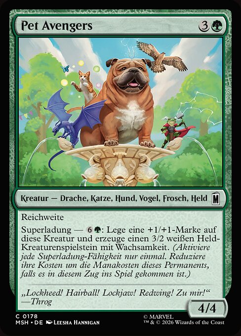 ペット・アベンジャーズ (Pet Avengers) - Marvel Super Heroes (#178) - Illustrated by Leesha Hannigan - Magic: The Gathering Card