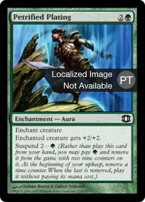 石皮护甲 (Petrified Plating) - Future Sight (#133) - Illustrated by Zoltan Boros & Gabor Szikszai - Magic: The Gathering Card