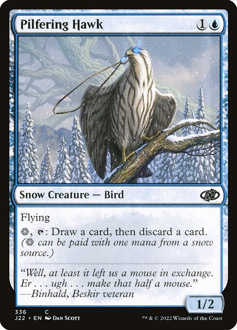 Halcón ladrón (Pilfering Hawk) - Jumpstart 2022 (#336) - Illustrated by Dan Murayama Scott - Magic: The Gathering Card