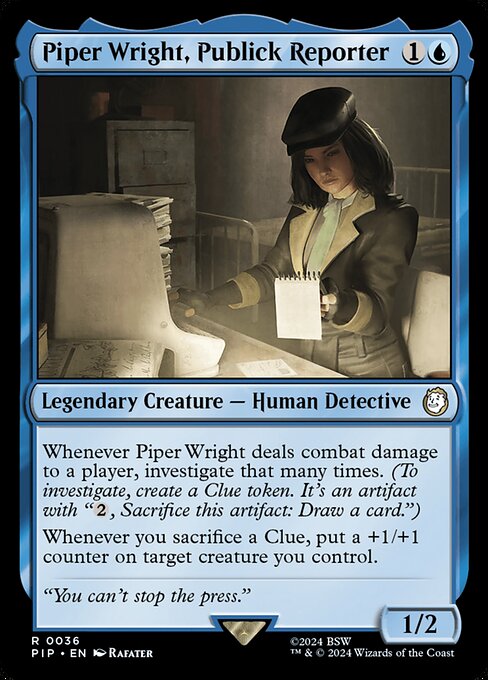 Piper Wright, Publick Reporter - Fallout Magic card