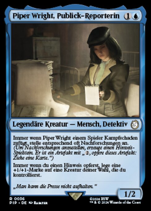 Piper Wright, Publick-Reporterin (Piper Wright, Publick Reporter) - Fallout (#36) - Illustrated by Rafater - Magic: The Gathering Card
