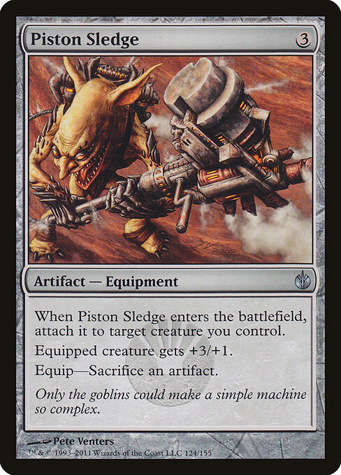 Slitta a Pistoni (Piston Sledge) - Mirrodin Besieged (#124) - Illustrated by Pete Venters - Magic: The Gathering Card