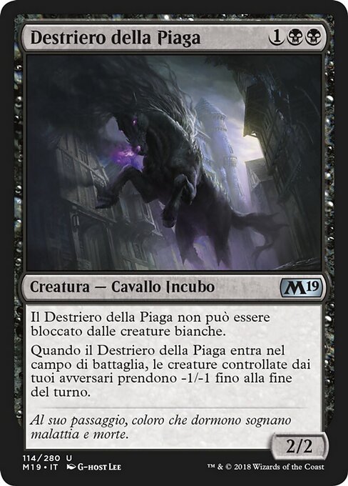 Кобылица Мора (Plague Mare) - Core Set 2019 (#114) - Illustrated by G-host Lee - Magic: The Gathering Card