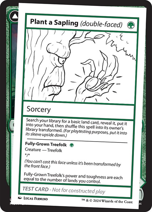 Plant a Sapling // Fully-Grown Treefolk - Mystery Booster 2 (#582) - Illustrated by Lucas Firmino - Magic: The Gathering Card