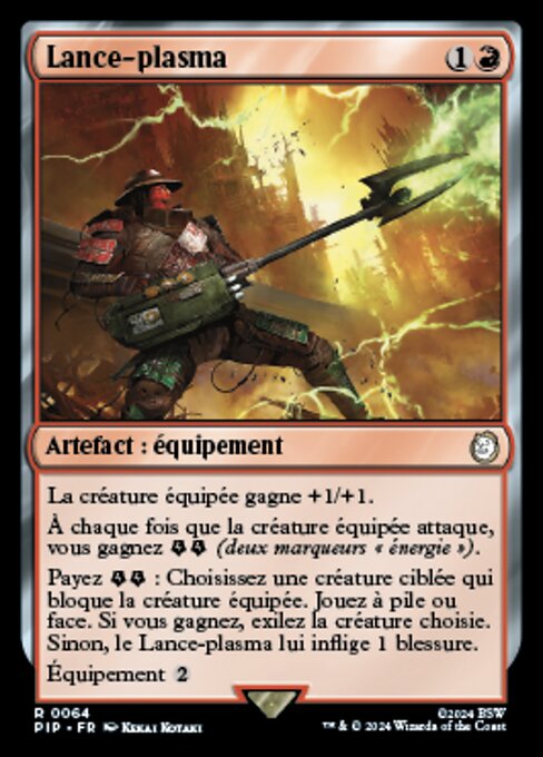 Lance-plasma (Plasma Caster) - Fallout (#64) - Illustrated by Kekai Kotaki - Magic: The Gathering Card