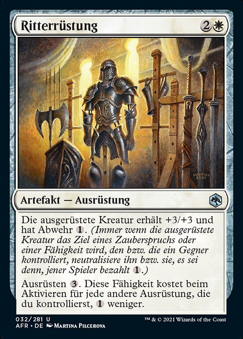 板金鎧 (Plate Armor) - Adventures in the Forgotten Realms (#32) - Illustrated by Martina Pilcerova - Magic: The Gathering Card
