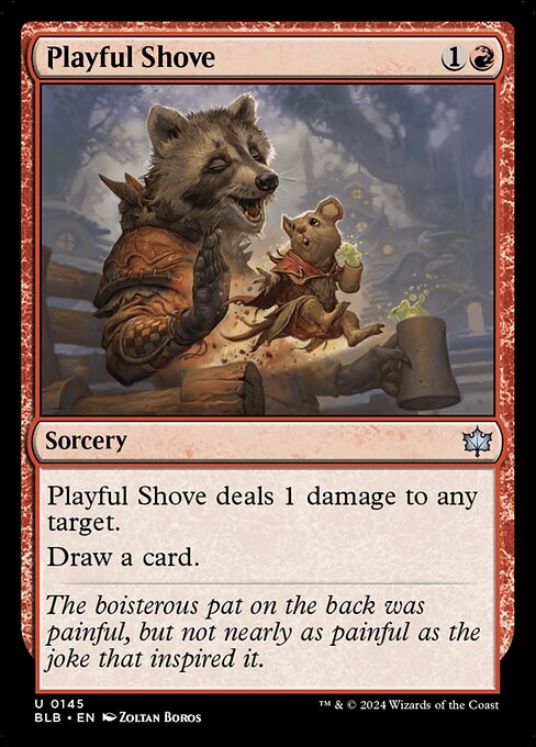 Playful Shove - Bloomburrow (#145) - Illustrated by Zoltan Boros - Magic: The Gathering Card