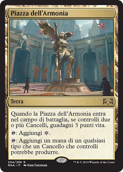 調和の公有地 (Plaza of Harmony) - Ravnica Allegiance (#254) - Illustrated by Jedd Chevrier - Magic: The Gathering Card