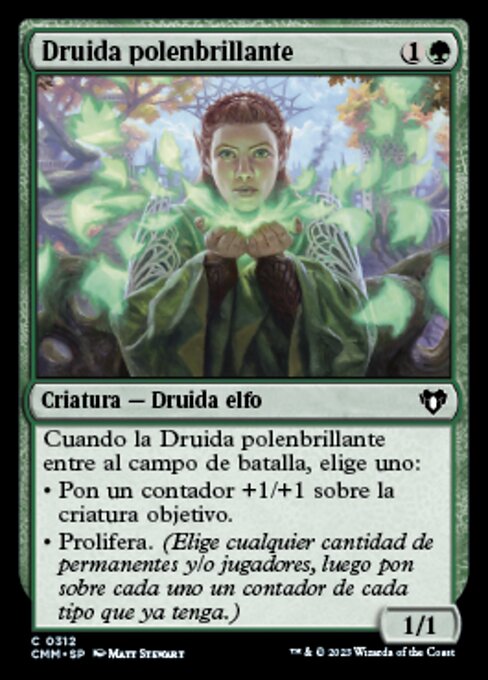Druida polenbrillante (Pollenbright Druid) - War of the Spark (#173) - Illustrated by Matt Stewart - Magic: The Gathering Card