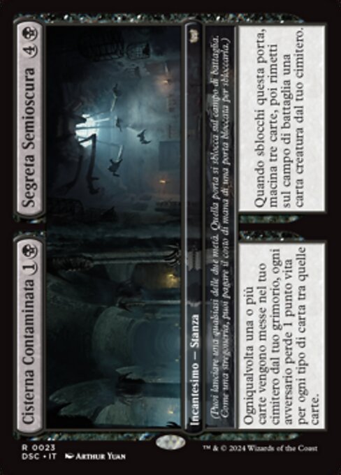 Polluted Cistern // Dim Oubliette - Duskmourn: House of Horror Commander (#23) - Illustrated by Arthur Yuan - Magic: The Gathering Card
