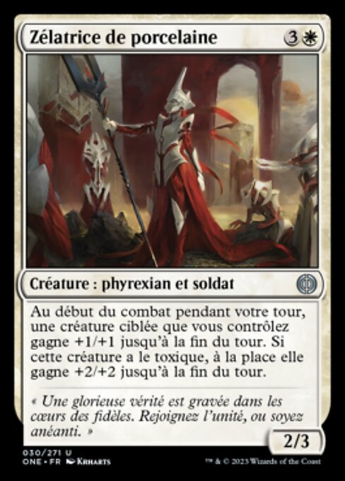 Zelota di Porcellana (Porcelain Zealot) - Phyrexia: All Will Be One (#30) - Illustrated by Krharts - Magic: The Gathering Card