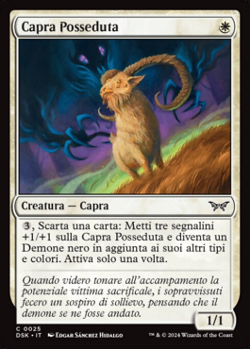 Besessene Ziege (Possessed Goat) - Duskmourn: House of Horror (#25) - Illustrated by Edgar Sánchez Hidalgo - Magic: The Gathering Card
