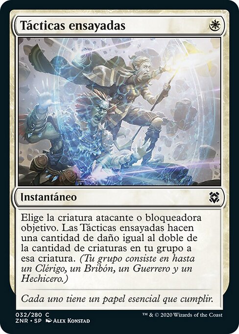 Tácticas ensayadas (Practiced Tactics) - Zendikar Rising (#32) - Illustrated by Alex Konstad - Magic: The Gathering Card