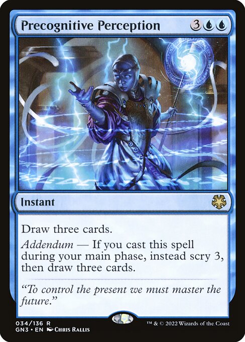 Vorausahnende Wahrnehmung (Precognitive Perception) - Game Night: Free-for-All (#34) - Illustrated by Chris Rallis - Magic: The Gathering Card