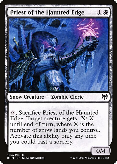 Sacerdote de la Linde Embrujada (Priest of the Haunted Edge) - Kaldheim (#104) - Illustrated by Aaron Miller - Magic: The Gathering Card