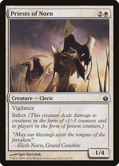 Priests of Norn - Mirrodin Besieged (#16) - Illustrated by Igor Kieryluk - Magic: The Gathering Card