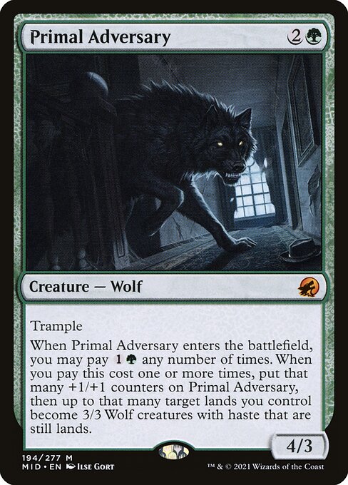 Primal Adversary - Innistrad: Midnight Hunt (#194) - Illustrated by Ilse Gort - Magic: The Gathering Card