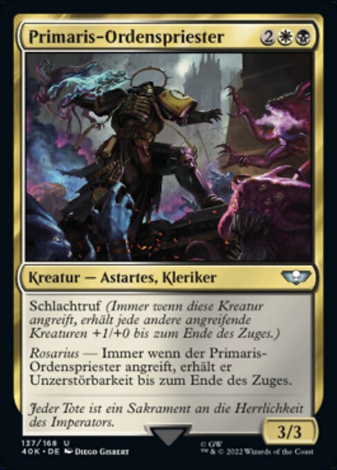 Cappellano Primaris (Primaris Chaplain) - Warhammer 40,000 Commander (#137) - Illustrated by Diego Gisbert - Magic: The Gathering Card