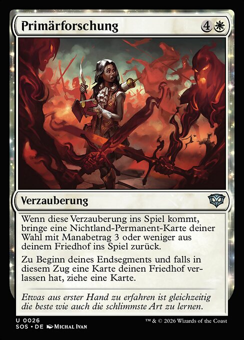 一次調査 (Primary Research) - Secrets of Strixhaven (#26) - Illustrated by Michal Ivan - Magic: The Gathering Card