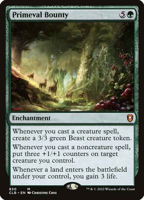 Primeval Bounty - Commander Legends: Battle for Baldur's Gate (#830) - Illustrated by Christine Choi - Magic: The Gathering Card