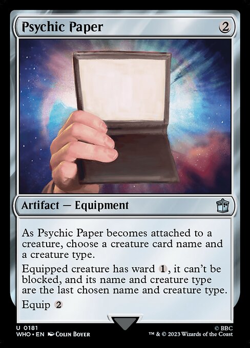 Gedankenmanipulierendes Papier (Psychic Paper) - Doctor Who (#181) - Illustrated by Colin Boyer - Magic: The Gathering Card