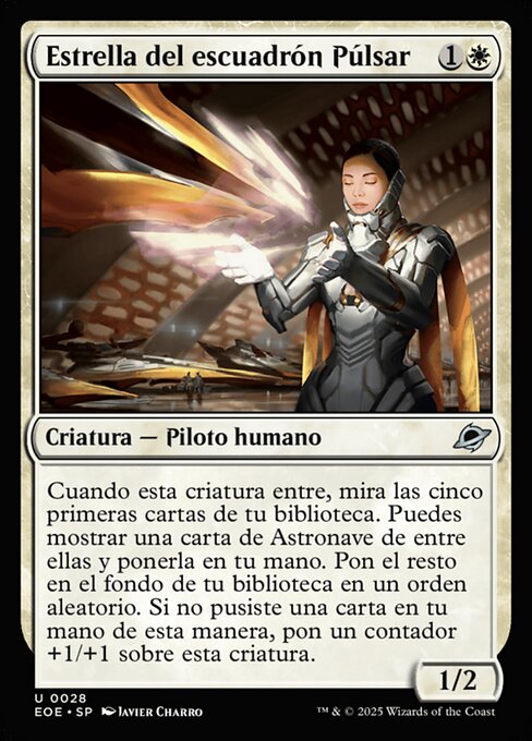 Estrella del escuadrón Púlsar (Pulsar Squadron Ace) - Edge of Eternities (#28) - Illustrated by Javier Charro - Magic: The Gathering Card