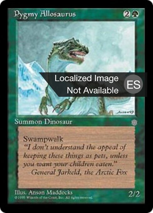 Alosaurio pigmeo (Pygmy Allosaurus) - Ice Age (#257) - Illustrated by Anson Maddocks - Magic: The Gathering Card
