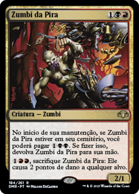 Zombie della Pira (Pyre Zombie) - Dominaria Remastered (#194) - Illustrated by Nelson DeCastro - Magic: The Gathering Card