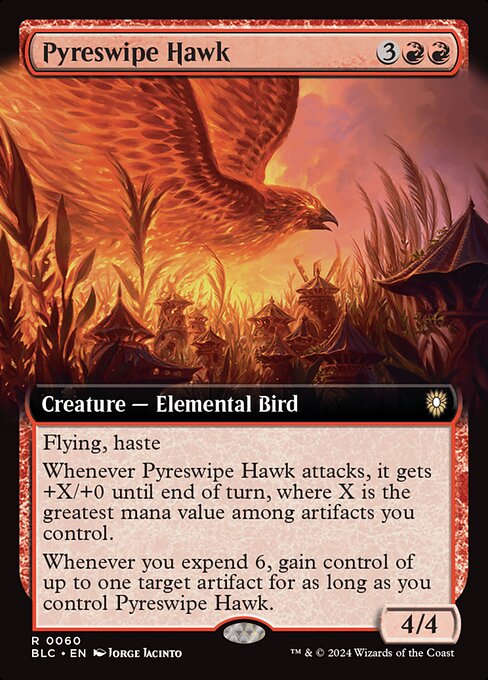 Feuerschlag-Falke (Pyreswipe Hawk) - Bloomburrow Commander (#60) - Illustrated by Jorge Jacinto - Magic: The Gathering Card