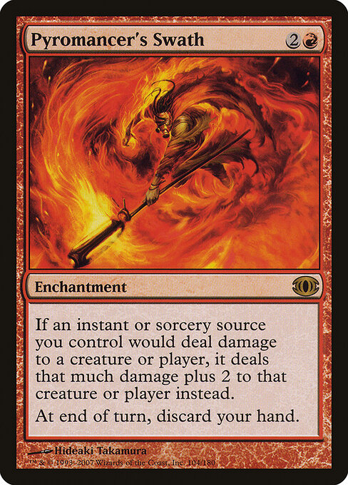 紅蓮術士の刈り痕 (Pyromancer's Swath) - Future Sight (#104) - Illustrated by Hideaki Takamura - Magic: The Gathering Card