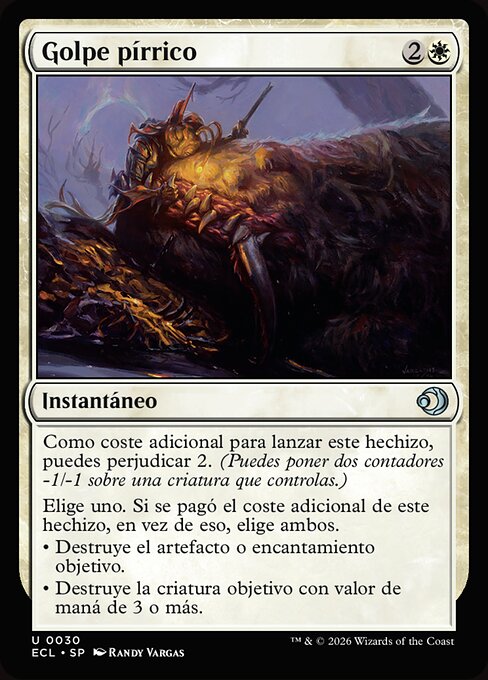 Golpe pírrico (Pyrrhic Strike) - Lorwyn Eclipsed (#30) - Illustrated by Randy Vargas - Magic: The Gathering Card