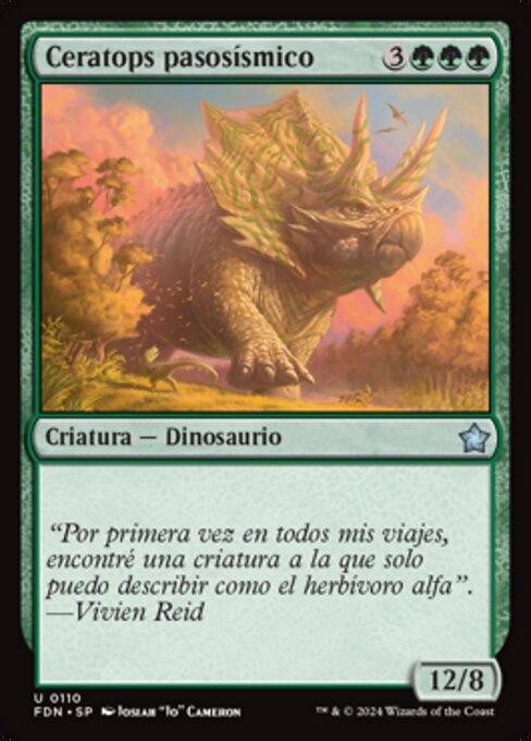 揺らし歩きのケラトプス (Quakestrider Ceratops) - Foundations (#110) - Illustrated by Josiah "Jo" Cameron - Magic: The Gathering Card