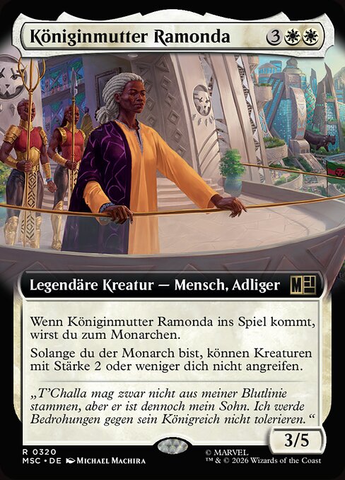 Königinmutter Ramonda (Queen Mother Ramonda) - Marvel Super Heroes Commander (#320) - Illustrated by Michael Machira - Magic: The Gathering Card