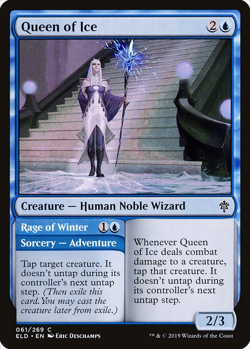 Queen of Ice // Rage of Winter - Throne of Eldraine (#61) - Illustrated by Eric Deschamps - Magic: The Gathering Card