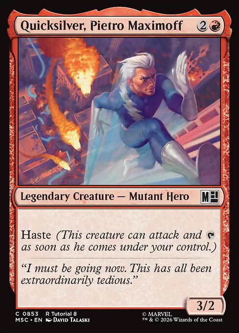 Quicksilver, Pietro Maximoff - Marvel Super Heroes Commander (#853) - Illustrated by David Talaski - Magic: The Gathering Card
