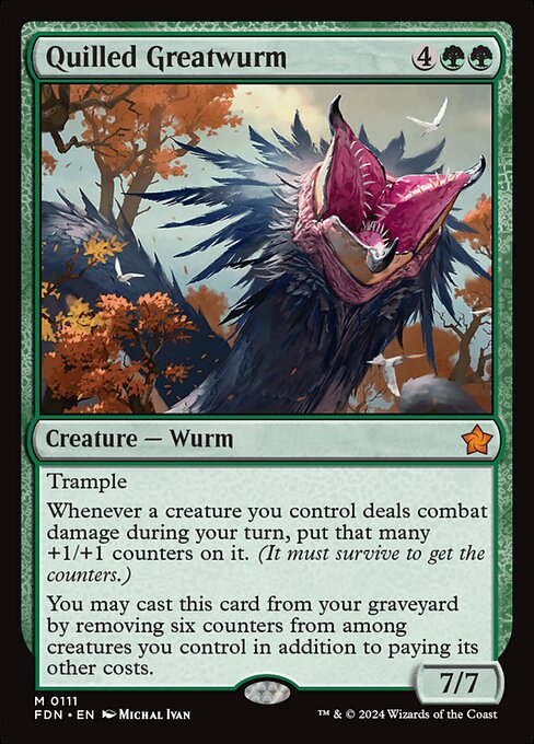 Quilled Greatwurm - Foundations (#111) - Illustrated by Michal Ivan - Magic: The Gathering Card