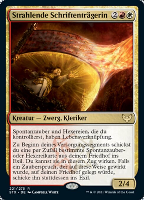 焰光展卷僧 (Radiant Scrollwielder) - Strixhaven: School of Mages (#221) - Illustrated by Campbell White - Magic: The Gathering Card