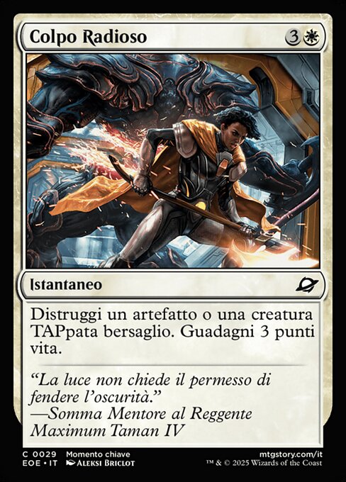 光（こう）輝（き）の一（いち）撃（げき） (Radiant Strike) - Edge of Eternities (#29) - Illustrated by Aleksi Briclot - Magic: The Gathering Card
