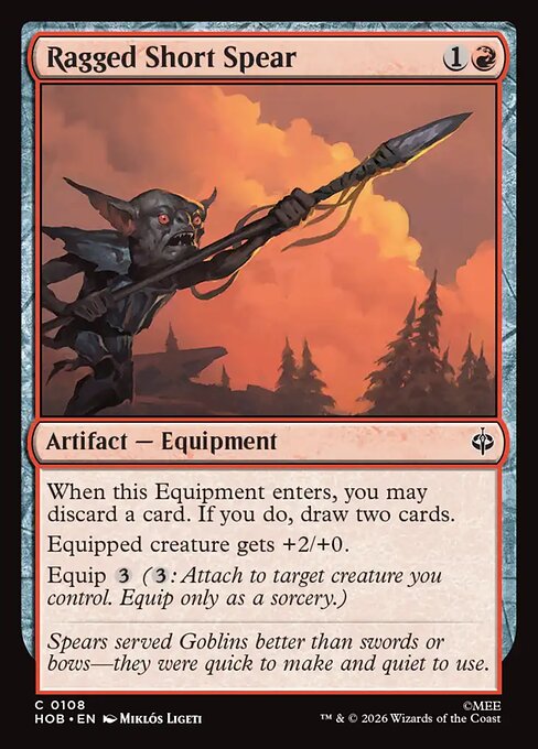 Lanza corta y tosca (Ragged Short Spear) - The Hobbit (#108) - Illustrated by Miklós Ligeti - Magic: The Gathering Card