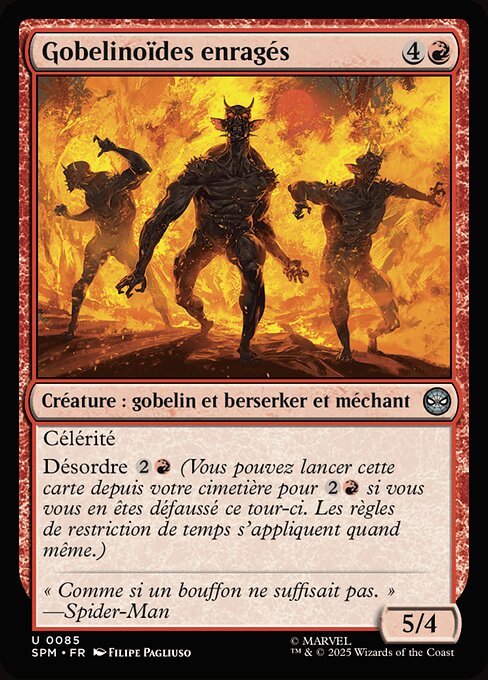 Gobelinoïdes enragés (Raging Goblinoids) - Marvel's Spider-Man (#85) - Illustrated by Filipe Pagliuso - Magic: The Gathering Card