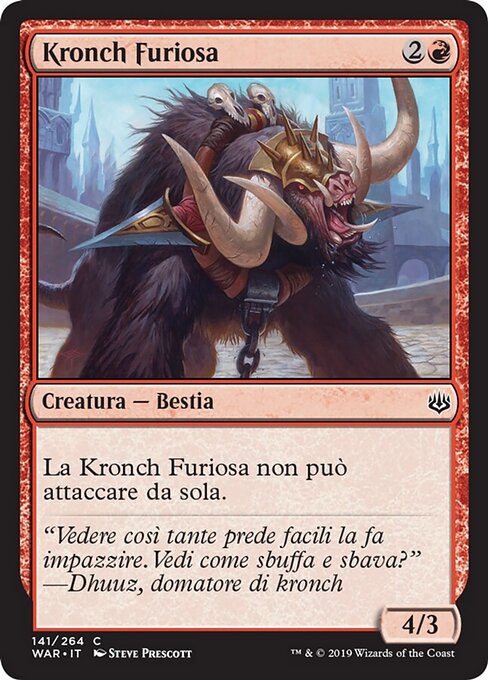 怒り狂うクロンチ (Raging Kronch) - War of the Spark (#141) - Illustrated by Steve Prescott - Magic: The Gathering Card