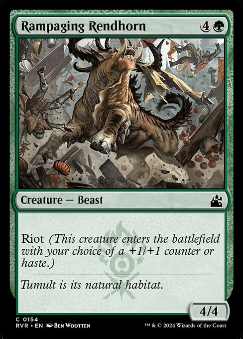 Rampaging Rendhorn - Ravnica Remastered (#154) - Illustrated by Ben Wootten - Magic: The Gathering Card