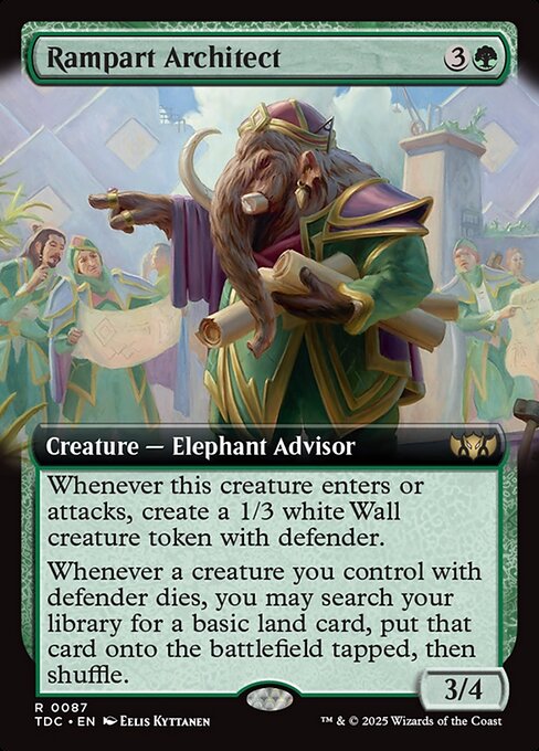 Rampart Architect - Tarkir: Dragonstorm Commander (#87) - Illustrated by Eelis Kyttanen - Magic: The Gathering Card