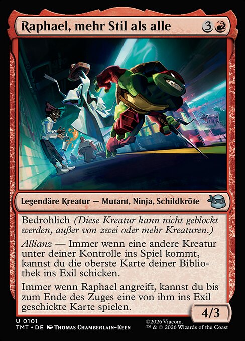 生意気番長、ラファエロ (Raphael, Most Attitude) - Teenage Mutant Ninja Turtles (#101) - Illustrated by Thomas Chamberlain-Keen - Magic: The Gathering Card