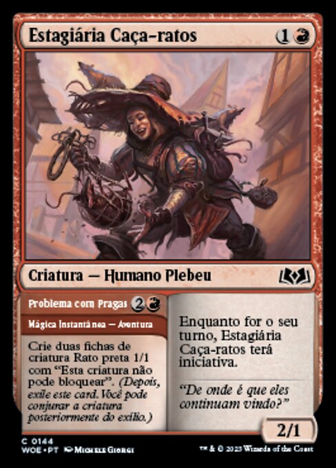 Ratcatcher Trainee // Pest Problem - Wilds of Eldraine (#144) - Illustrated by Michele Giorgi - Magic: The Gathering Card